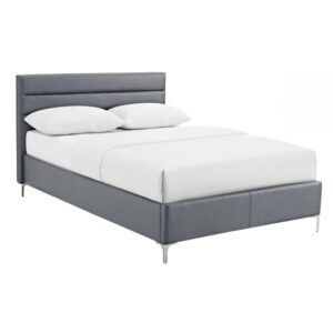 Agneza PU Leather Double Bed In Grey