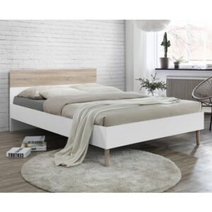 Appleton Wooden Single Bed In White And Oak Effect