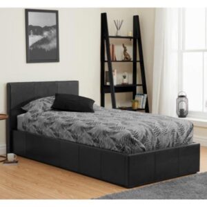 Berlins Faux Leather Ottoman Single Bed In Black