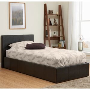 Berlins Faux Leather Ottoman Small Double Bed In Brown