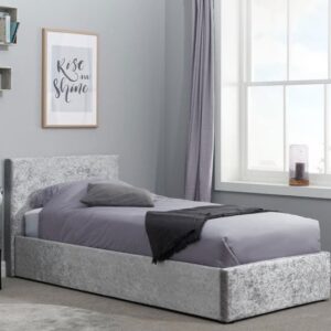 Berlin Fabric Ottoman Small Double Bed In Steel Crushed Velvet