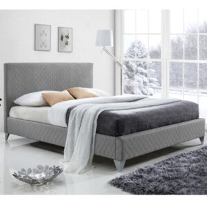 Brooklyn Fabric Upholstered Double Bed In Grey