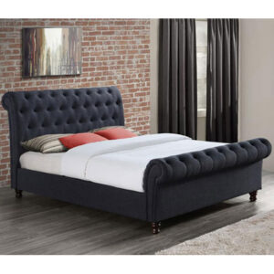 Castella Fabric Double Bed In Charcoal