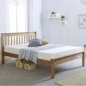 Celestas Wooden Small Double Bed In Waxed Pine