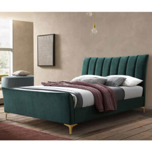 Claver Fabric Small Double Bed In Green