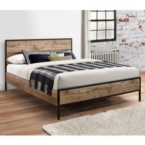 Urbana Wooden Double Bed In Rustic