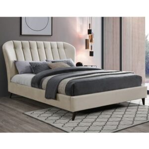 Elma Fabric Small Double Bed In Warm Stone
