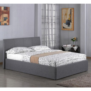 Feray Linen Fabric Storage Double Bed In Grey