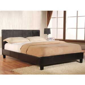 Harley PU Leather Small Double Bed In Brown