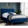 Loxley Fabric Upholstered Double Ottoman Bed In Blue