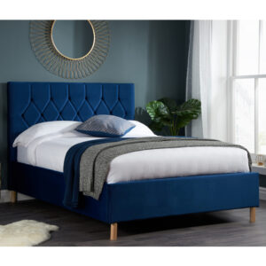 Laxly Fabric Small Double Bed In Blue