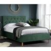 Loxley Fabric Upholstered Small Double Ottoman Bed In Green