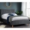 Loxley Fabric Upholstered Small Double Ottoman Bed In Grey