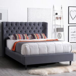 Mayfair Tactile Fabric Double Bed In Grey