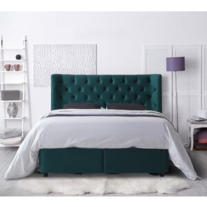 Mayfair Tactile Fabric Storage Double Bed In Green
