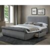 Melrose Fabric Double Bed In Grey With 2 Drawers