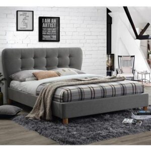 Stock Fabric Small Double Bed In Grey