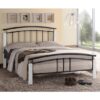 Tetron Metal Single Bed In Black With White Wooden Posts