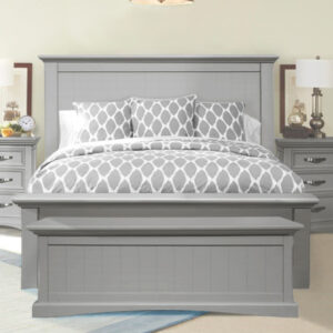Ternary Wooden King Size Bed In Grey