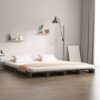 Urika Solid Pine Wood Small Double Bed In Grey