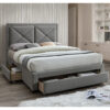 Cezanne Fabric Double Bed With Drawers In Grey Marl