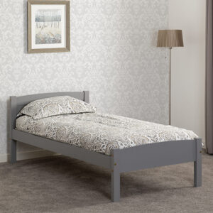 Misosa Wooden Single Bed In Grey Slate