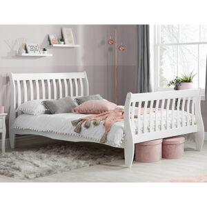Belford Pine Wood Double Bed In White
