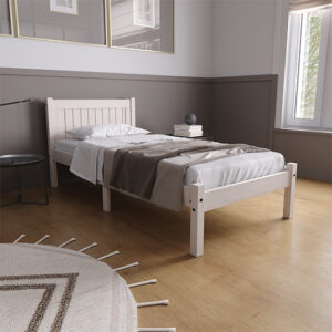 Ria Wooden Single Bed In White
