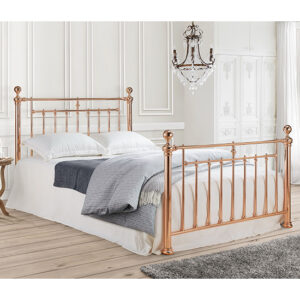 Aeron Metal Double Bed In Rose Gold