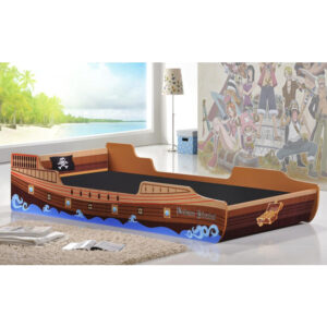 Calrose Wooden Pirate Ship Single Bed In Brown