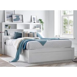 Akron Wooden Ottoman Storage Double Bed In White