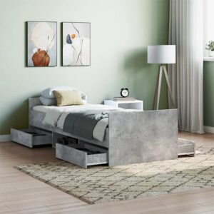 Carpi Wooden Single Bed With 4 Drawers in Concrete Effect