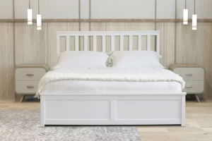 Aspire Atlantic Wooden Ottoman Bed Frame White Wood Solid Bedstead