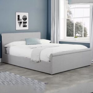 Stratos Side Ottoman Fabric King Size Bed In Grey