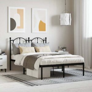 Bolivia Metal Small Double Bed With Headboard In Black