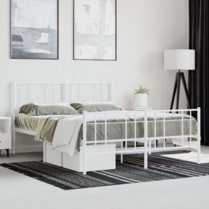 Devlin Metal Small Double Bed In White