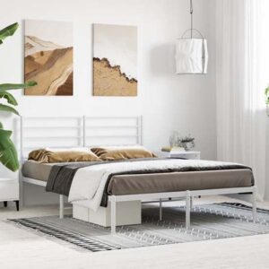 Eldon Metal Small Double Bed With Headboard In White