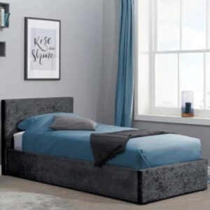 Berlins Fabric Ottoman Single Bed In Black Crushed Velvet