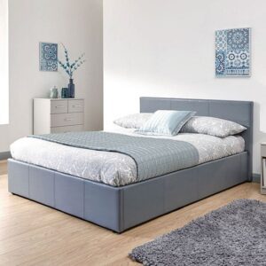 Eltham End Lift Faux Leather Ottoman King Size Bed In Grey