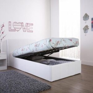 Eltham End Lift Faux Leather Ottoman Small Double Bed In White