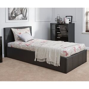 Eltham End Lift Faux Leather Ottoman Single Bed In Black