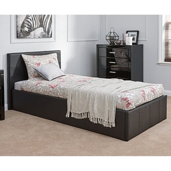 Eltham End Lift Faux Leather Ottoman Single Bed In Black