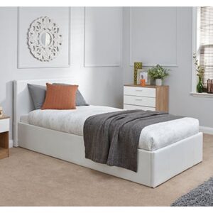 Eltham End Lift Faux Leather Ottoman Single Bed In White