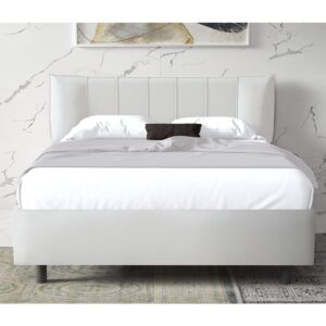 Hugo Leather Small Double Bed In White