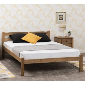 Pavia Wooden Double Bed In Natural Wax