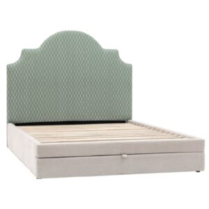 Wabash Fabric Double Bed With 2 Drawers In Taupe