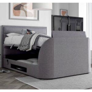 Kirkland Fabric Ottoman Storage King Size TV Bed In Grey