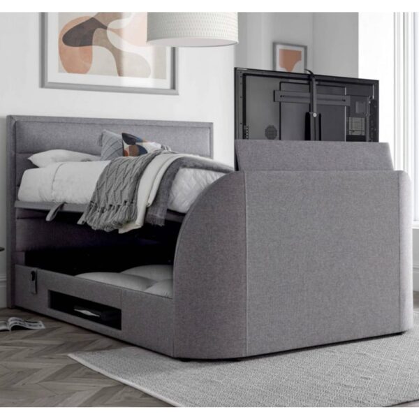Kirkland Fabric Ottoman Storage King Size TV Bed In Grey